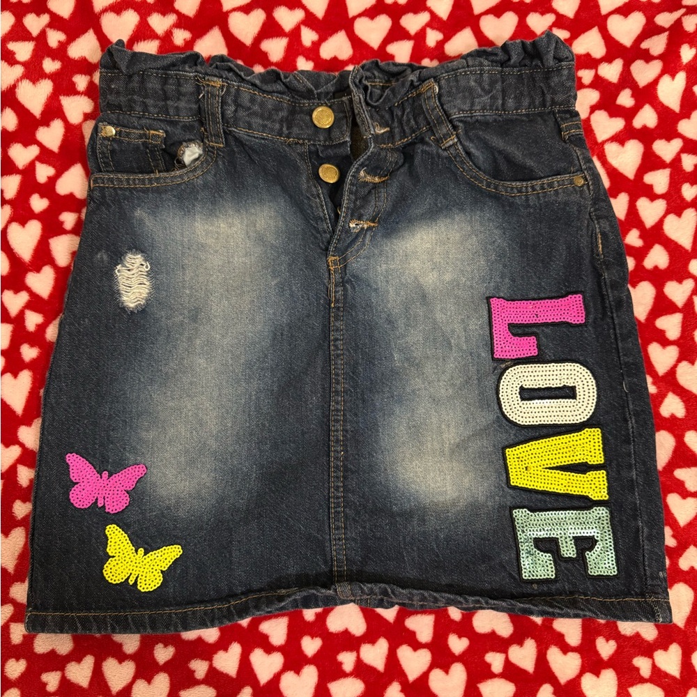 Denim Skirt with Colorful Accents